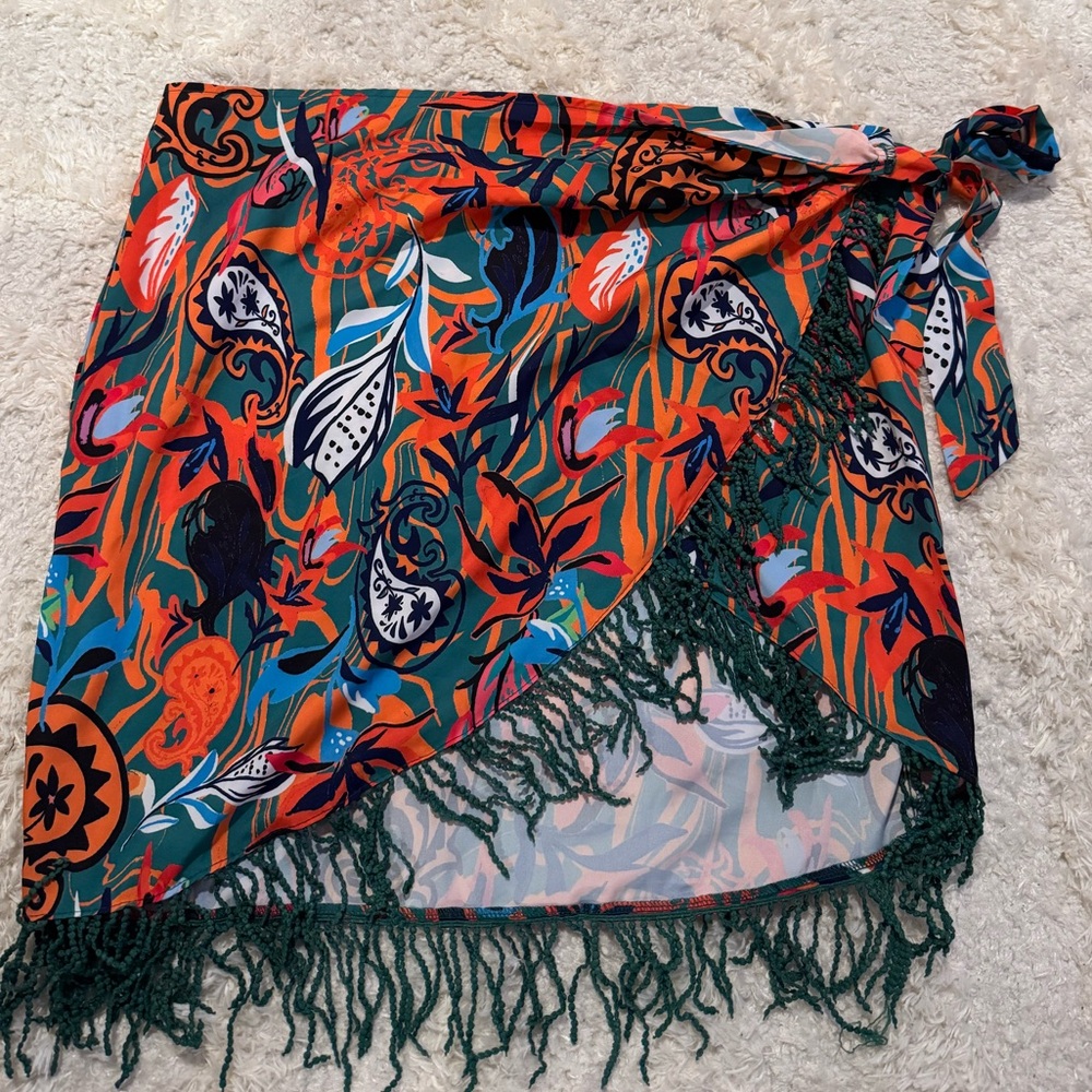 Green Paisley Wrap Skirt